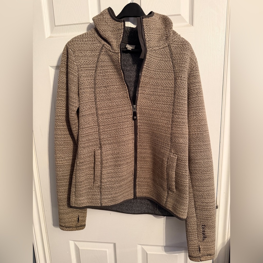 Bench gray textured zip hoodie with contrast trim